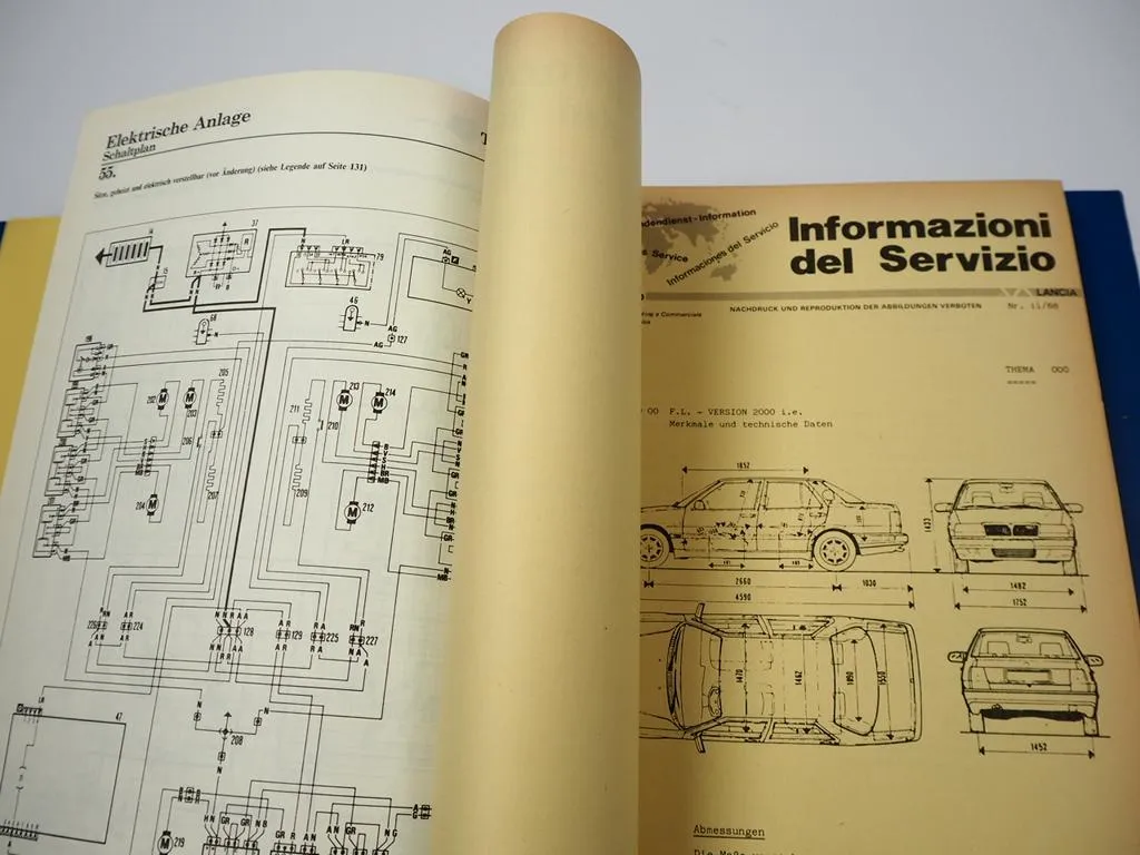 Lancia Thema 8.32 V6 2000 i.e 16V TDI Dedra Delta Y10 Service Informationen Werkstatthandbuch