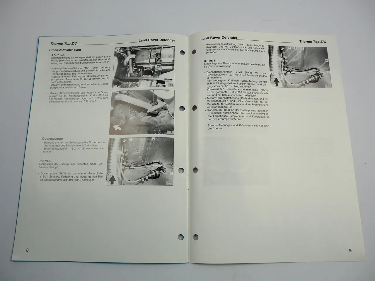 Land Rover Defender Tdi Einbauanleitung Webasto Thermo Top Z/C D Heizung 1997