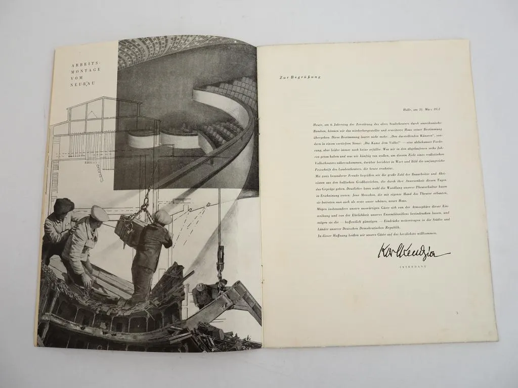 Landestheater Sachsen Anhalt Festprogramm zur Eröffnung 1951 Halle Saale