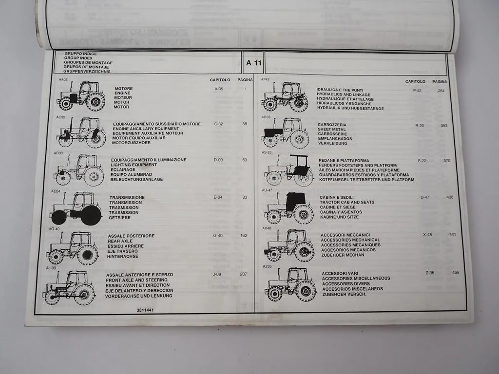 Landini L9880 H C Schlepper Ersatzteilliste Pieces Rechange Pezzi Ricambio 1995