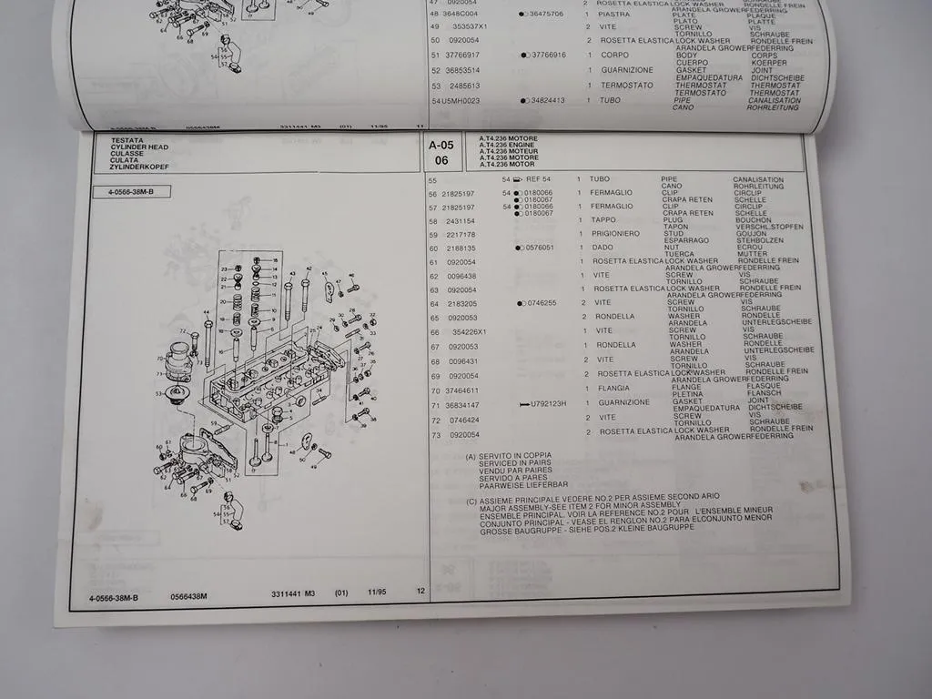 Landini L9880 H C Schlepper Ersatzteilliste Pieces Rechange Pezzi Ricambio 1995
