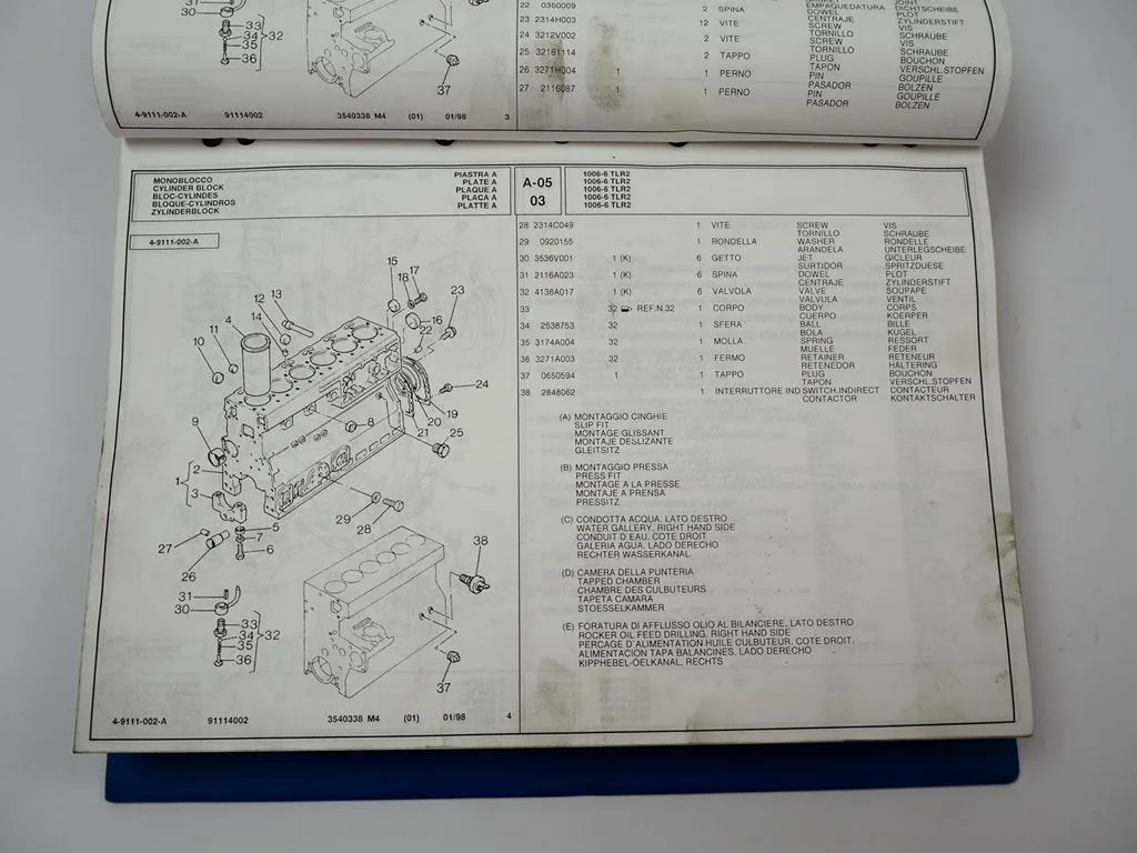 Landini Legend 130 Schlepper Ersatzteilliste Pieces Rechange Pezzi Ricambio 1998