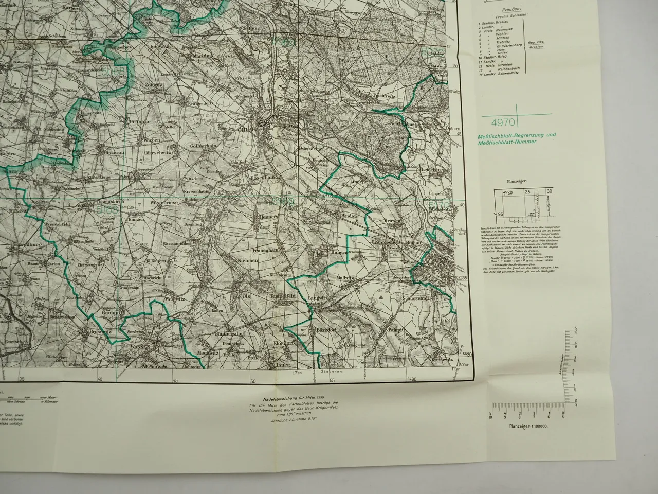 Landkarte Meßtischblatt Schlesien Stadtkreis Landkreis Breslau