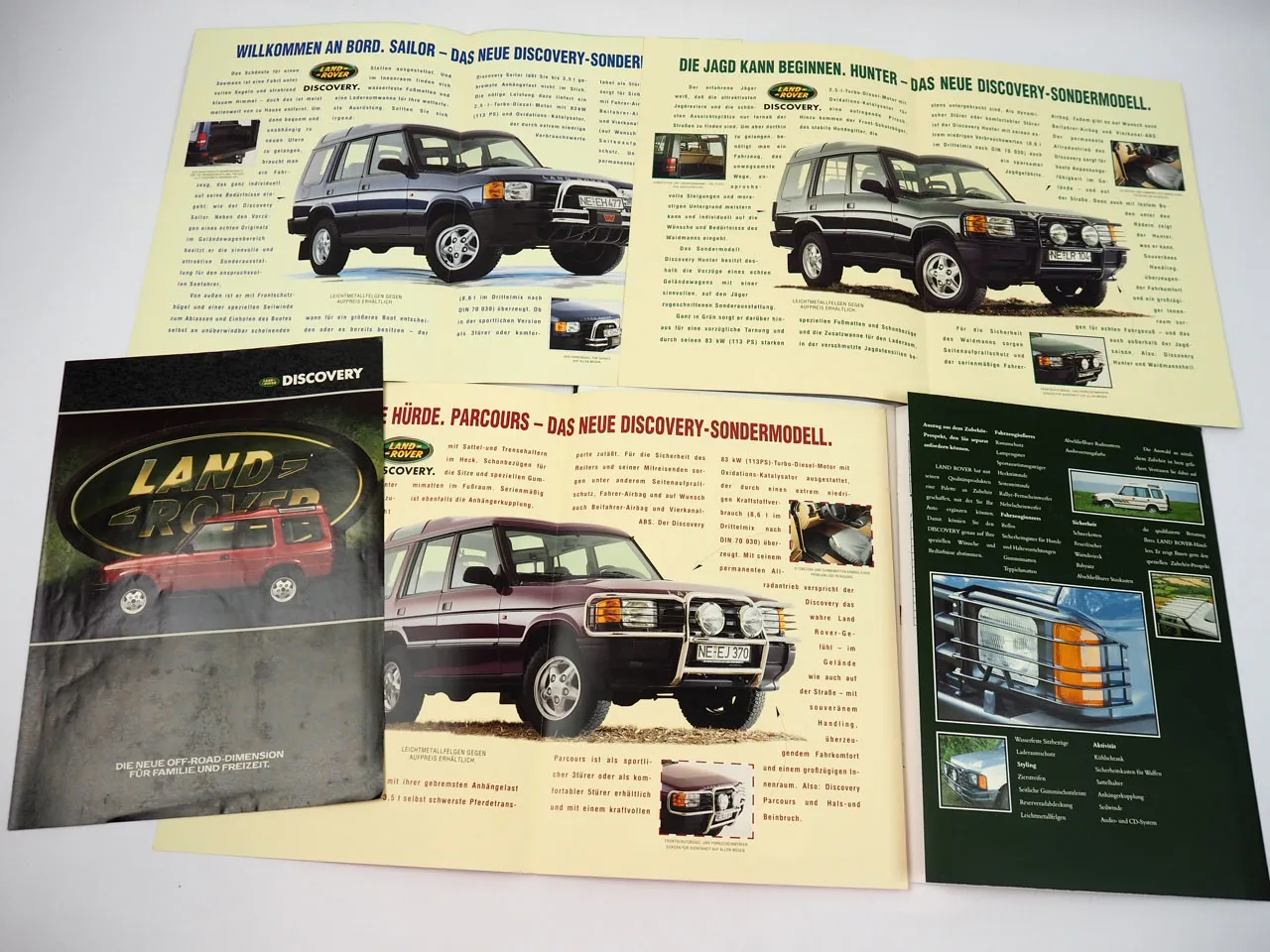 Landrover Discovery TDI V8 Sailer Hunter Parcours 1991 - 1995 5x Prospekt
