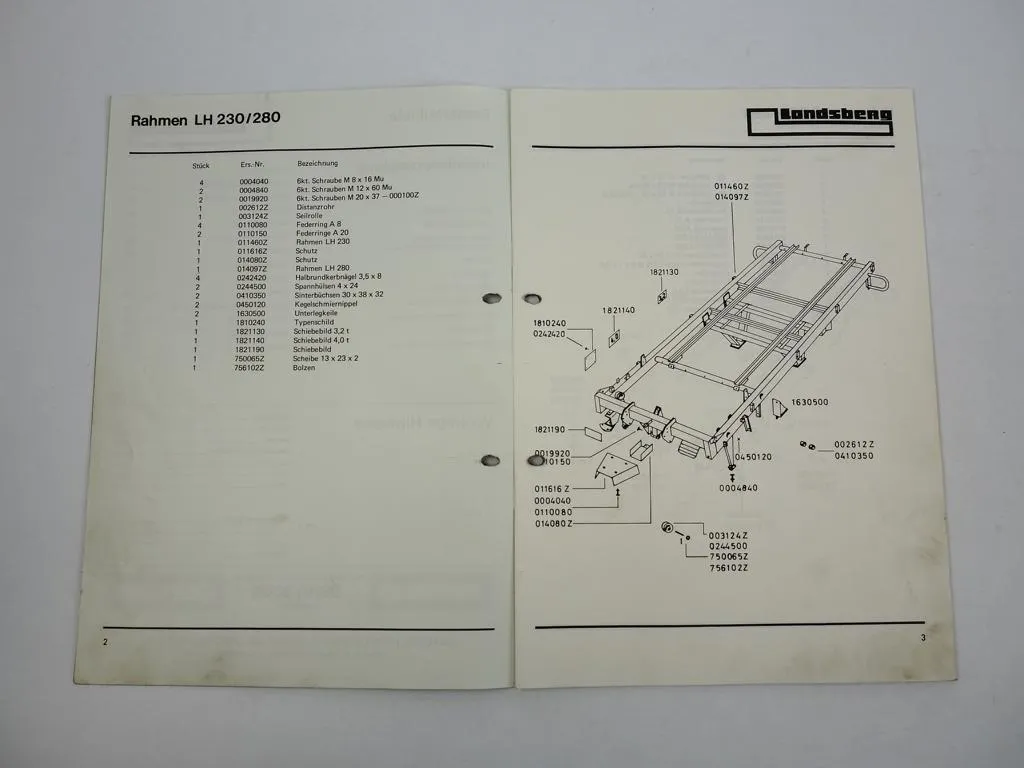 Landsberg LH LS 230 280 Ladewagen Ersatzteilliste