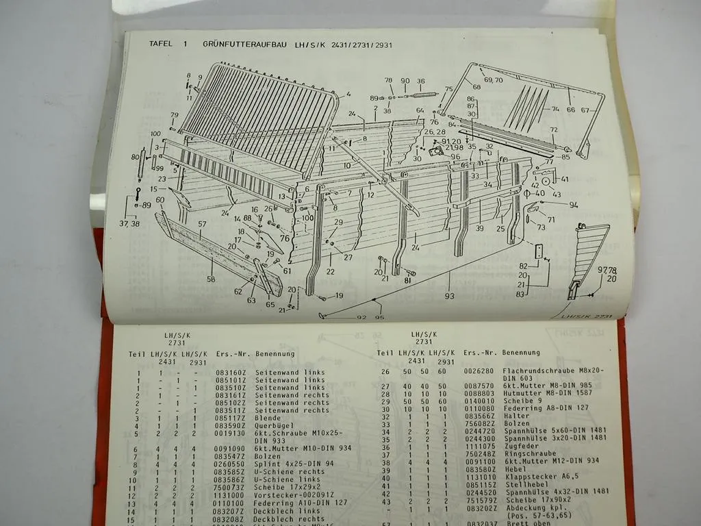 Landsberg LH-S 2431 2731 2931 LH3931 Ladewagen Ersatzteilliste 1982