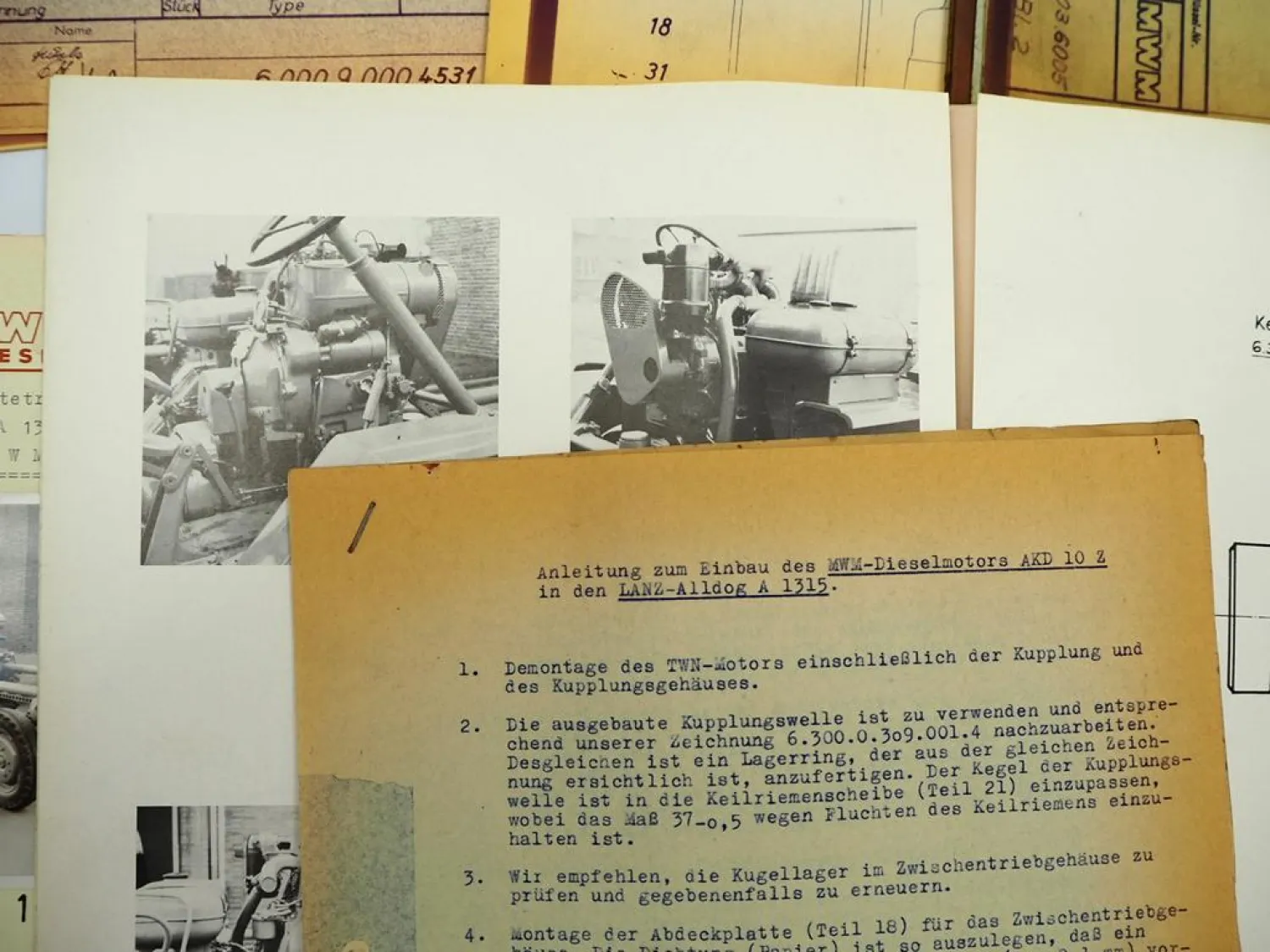 Lanz Alldog A1315 Geräteträger mit Dieselmotor MWM AKD10Z Foto Einbau 1962/64