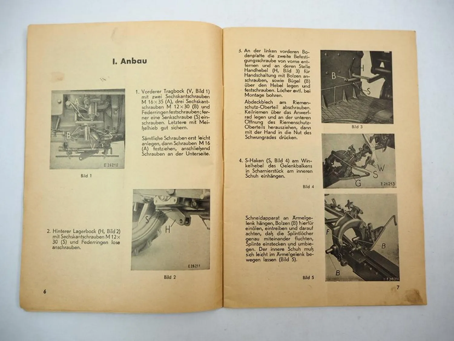 Lanz Anbau Grasmäher f. Bulldog D 1616 2016 2416 2816 Betriebsanleitung ETL 1958