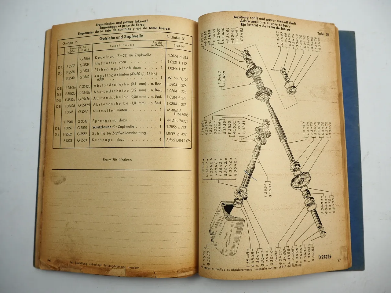 Lanz Bulldog D2416 24 PS D2816 28 PS Ersatzteilkatalog Ersatzteilliste 1955