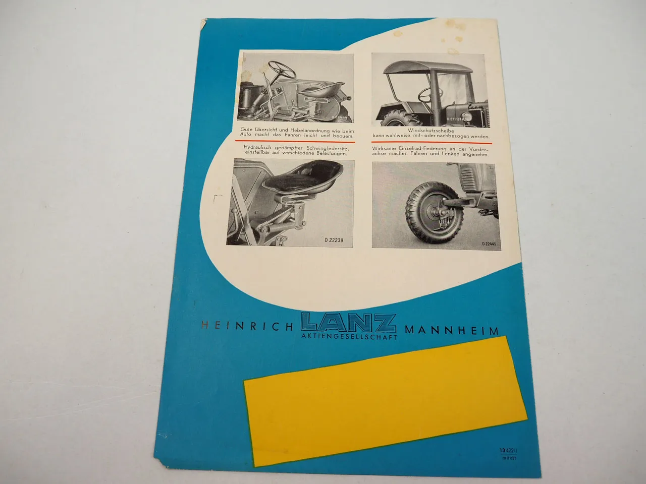 Lanz D 3606 36 PS Bulldog Prospekt 1954