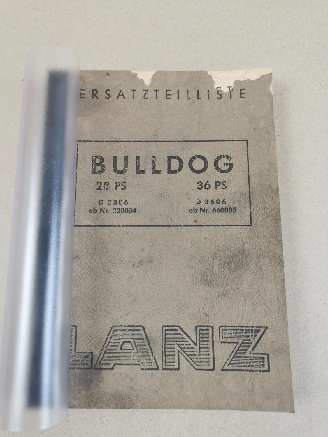 Lanz D2806 D3606 Bulldog Ersatzteilliste 28 PS / 36 PS Ausgabe 1954