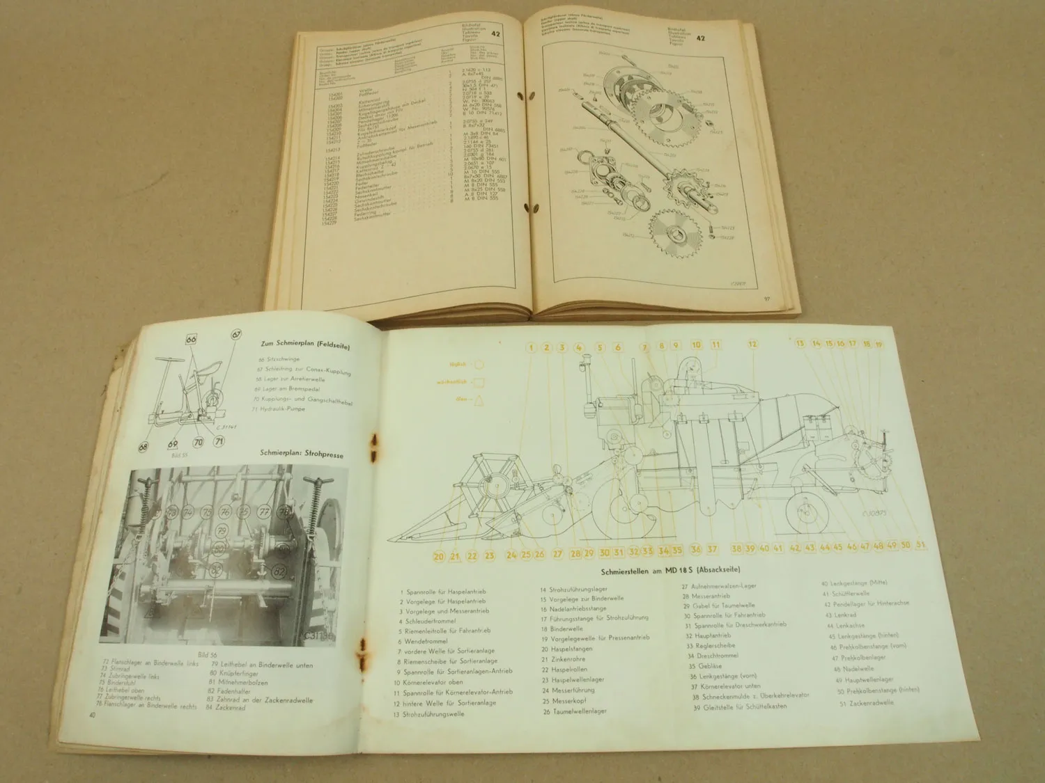 Lanz MD 18S Mähdrescher Betriebsanleitung Ersatzteilliste 1957