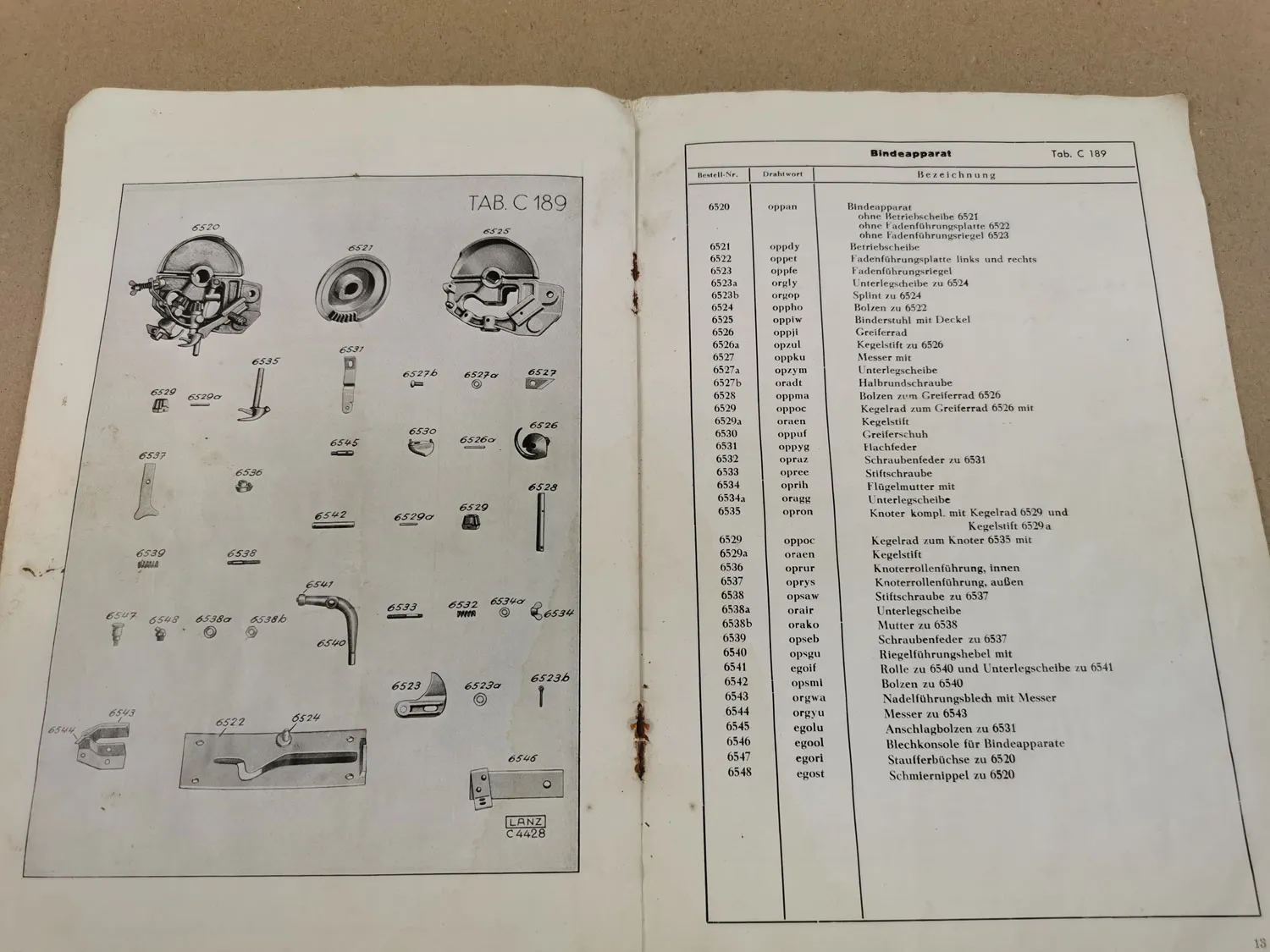 Lanz SK400 bis SK1000 SKB1000 Langstroh Presse Ersatzteilliste ca 1935
