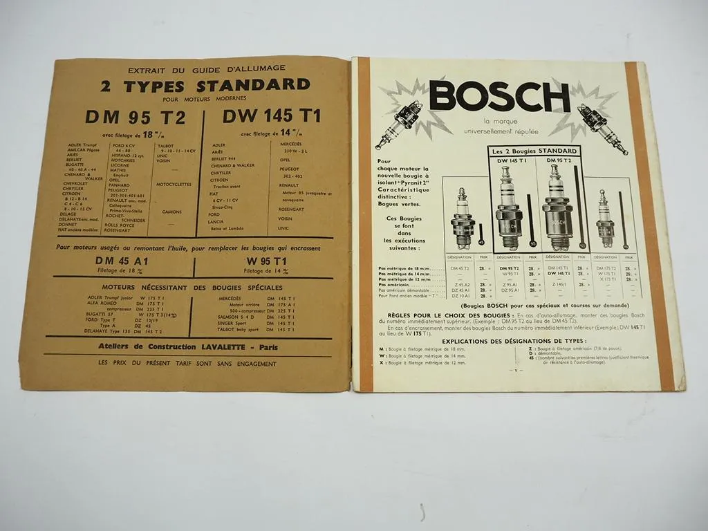 LAVALETTE Bosch 1938 Brochure Equipements electriques Prospekt französisch