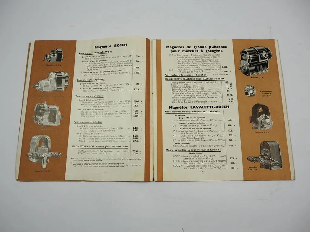 LAVALETTE Bosch 1938 Brochure Equipements electriques Prospekt französisch
