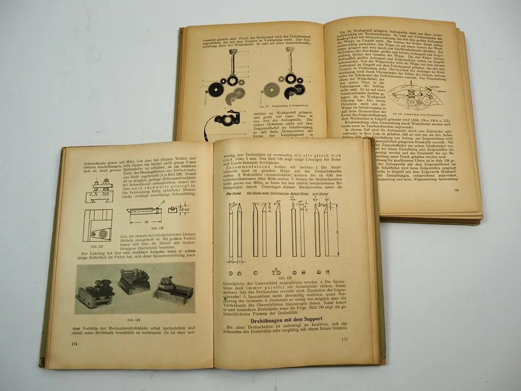 Lehrbuch für das Uhrmacherhandwerk Bd. 1 + 2 Verlag Wilhelm Knapp Halle 1943/51