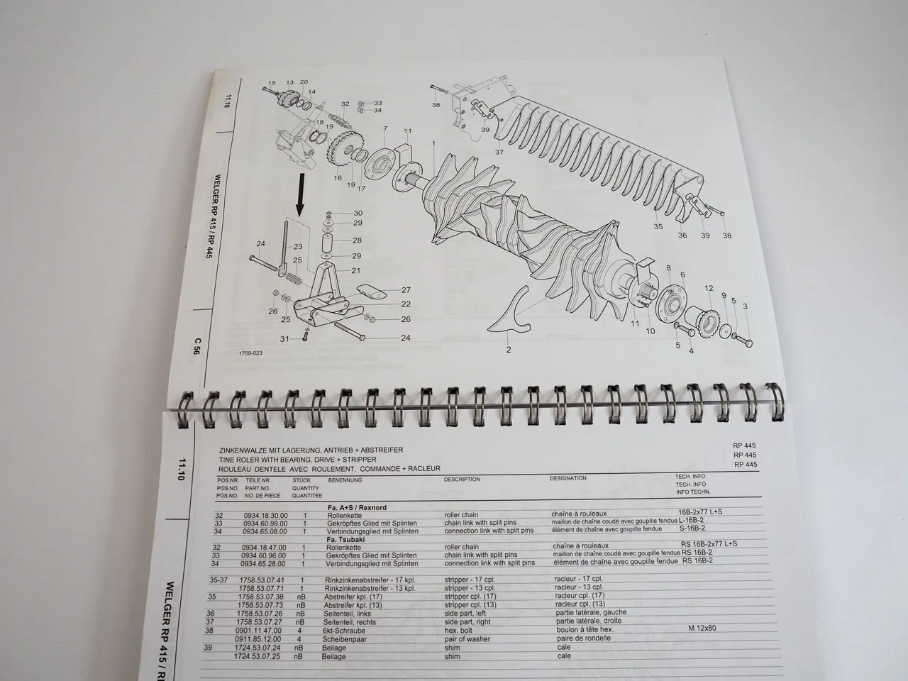 Lely Welger RP 415 445 Rundballenpresse Ersatzteilliste Spare Parts List 2010