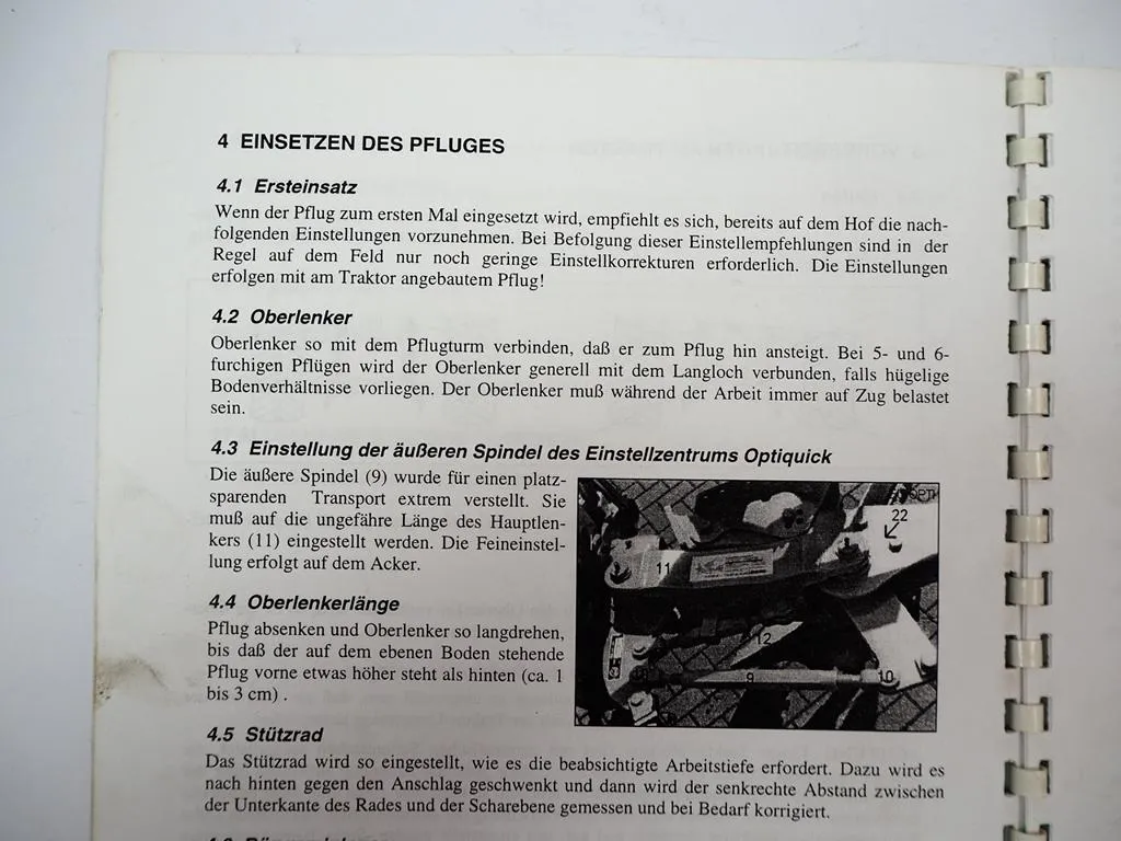 Lemken EurOpal 7 7X 8 8X Anbau Drehpflug Betriebsanleitung Bedienung 1995