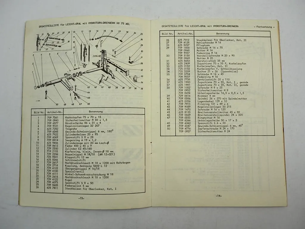 Lemken Leicht Opal Anbau Volldrehpflug Betriebsanleitung Ersatzteilliste