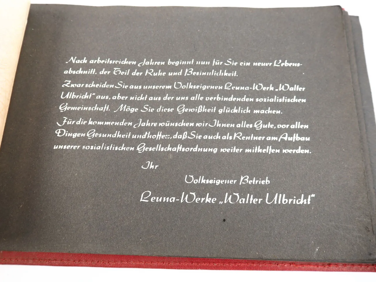 Leuna Fotoalbum für einen scheidenden Leuna Arbeiter ca. 1960 DDR