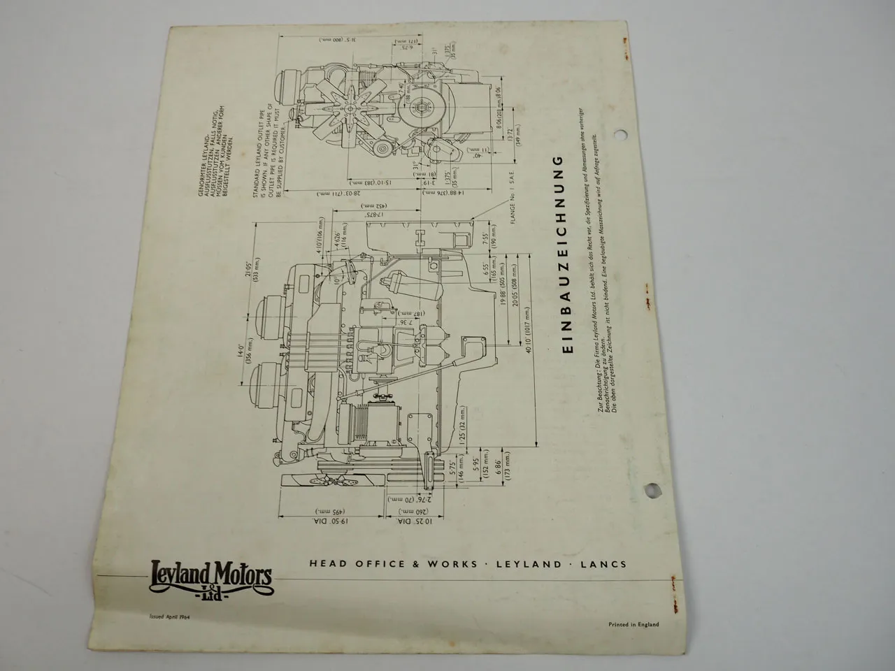 Leyland O.680 Dieselmotor Power Plus Beschreibung Einbauzeichnung 1964 Prospekt