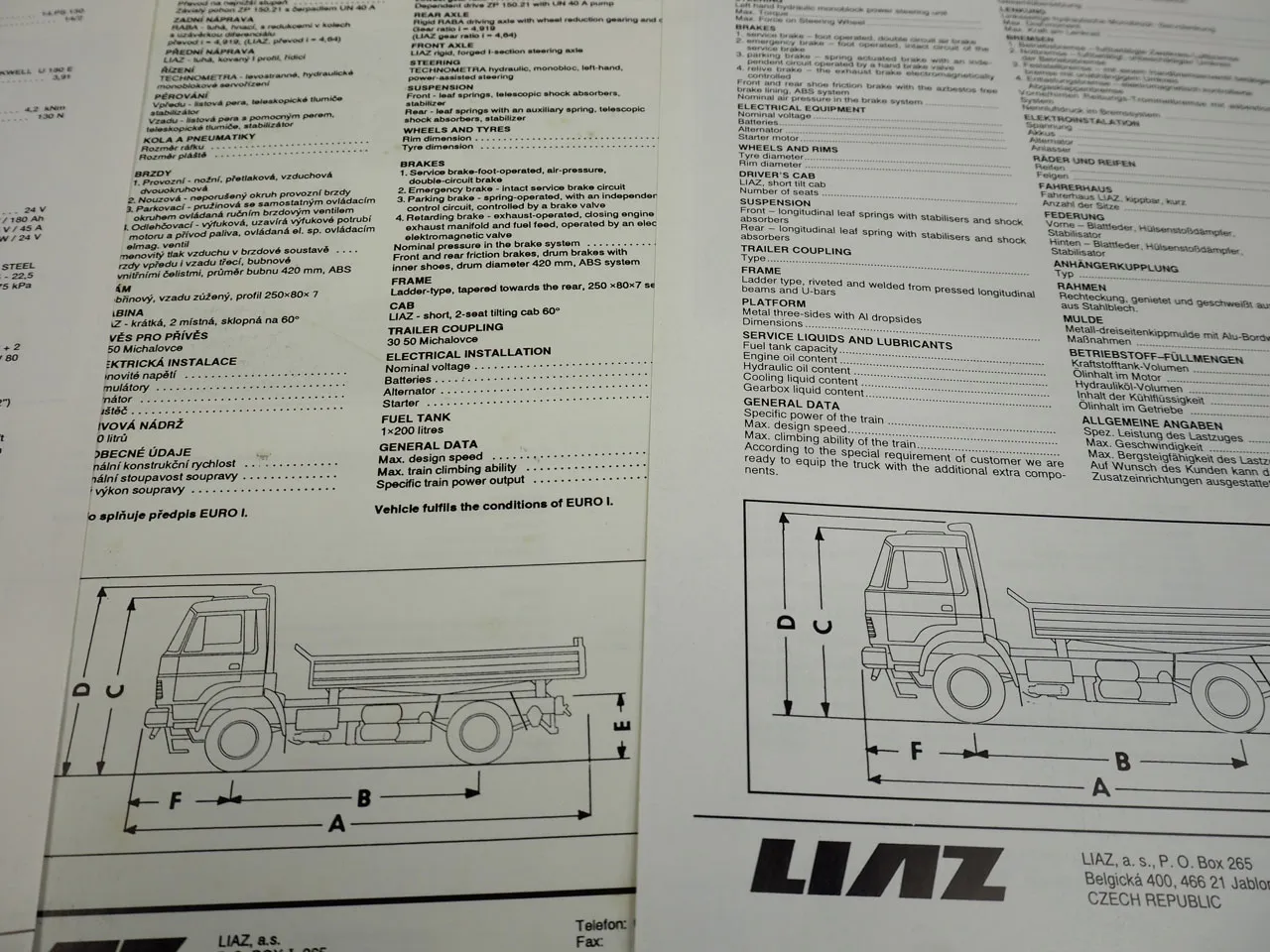 LIAZ 18.29 SA 18.33 TBV SB 29.33 SDIntercooler LKW 5x Datenblatt Prospekt
