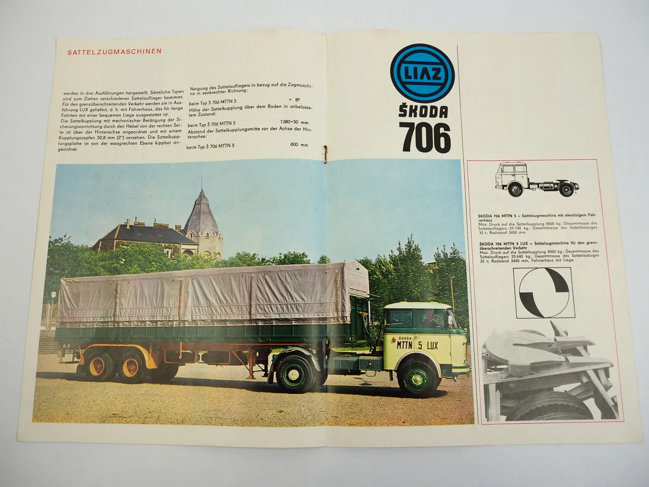 LIAZ Skoda 706 Pritschenkraftwagen Kipper Sattelzugmaschinen LKW Prospekt