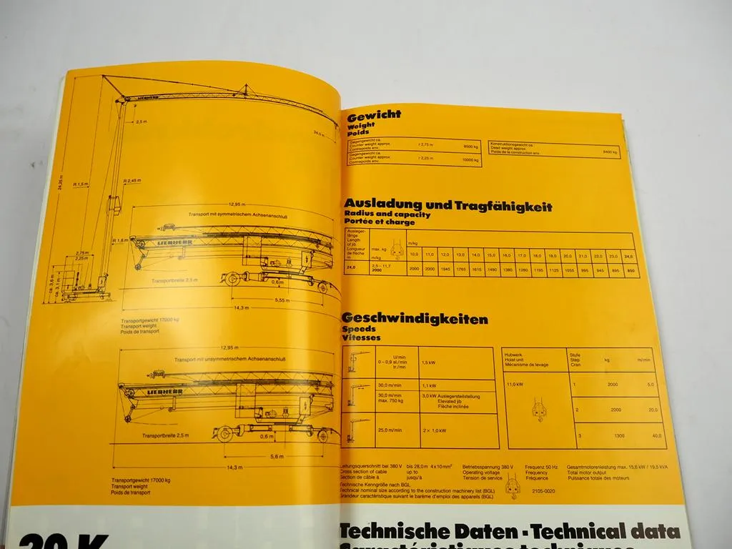 Liebherr 20K Turmdrehkran Betriebsanleitung Wartung Instandhaltung Schaltplan