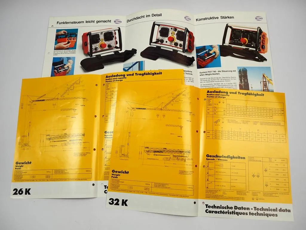 Liebherr 26K 32K Turmdrehkran 3x Prospekt 1990er Jahre