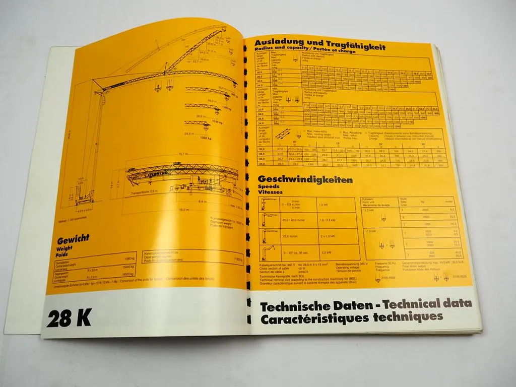 Liebherr 28K Turmdrehkran Betriebsanleitung Wartung Instandhaltung Schaltplan