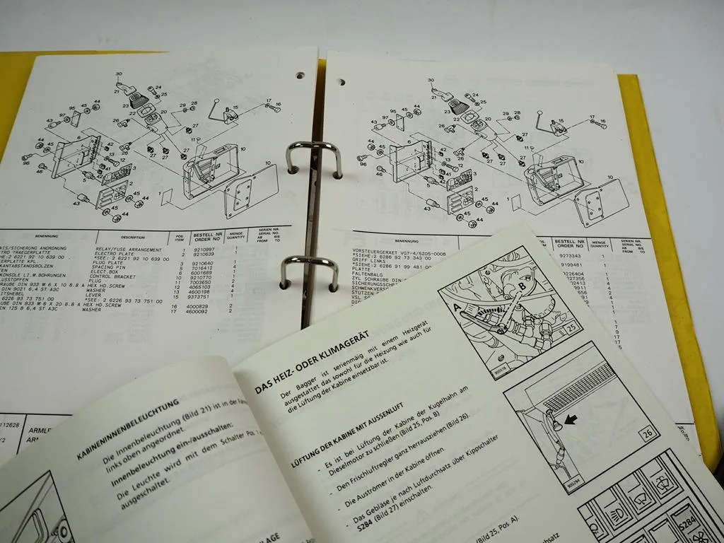 Liebherr A308 Litronic Bagger Typ 374 Betriebsanleitung Ersatzteilliste 1995