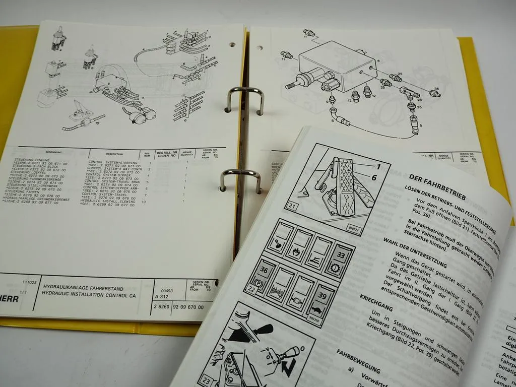 Liebherr A312 Hydraulikbagger 551 Betriebsanleitung Ersatzteilliste ab Serie 101