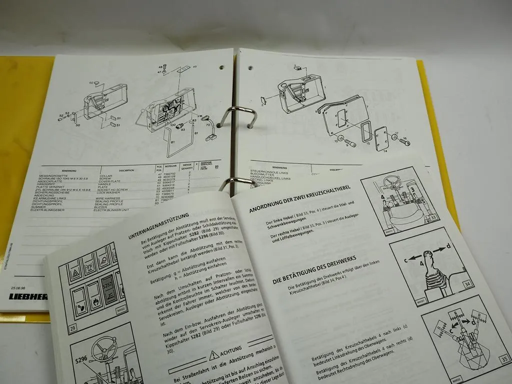 Liebherr A312 Hydraulikbagger 551 Betriebsanleitung Ersatzteilliste ab Serie 900