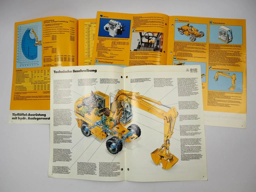 Liebherr A912 A912EW Litronic Hydraulikbagger 3x Prospekt 1989/90