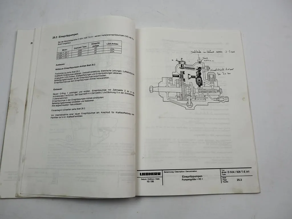 Liebherr D904 906 914 916 924 926 Dieselmotor Service Handbuch Werkstatthandbuch