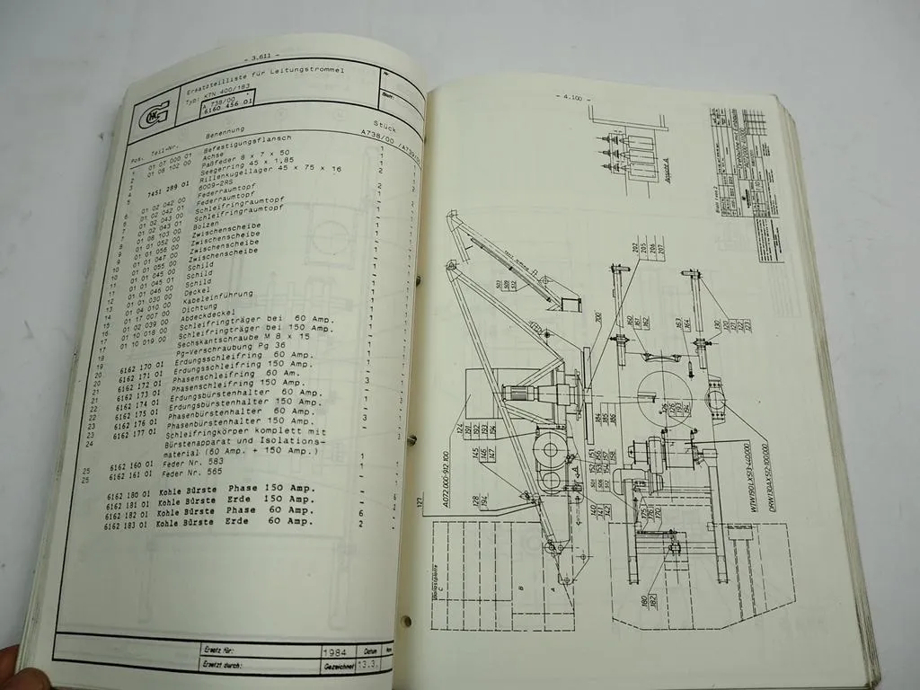 Liebherr Form 35K Turmdrehkran Ersatzteilkatalog Spare Parts List Pieces 1985