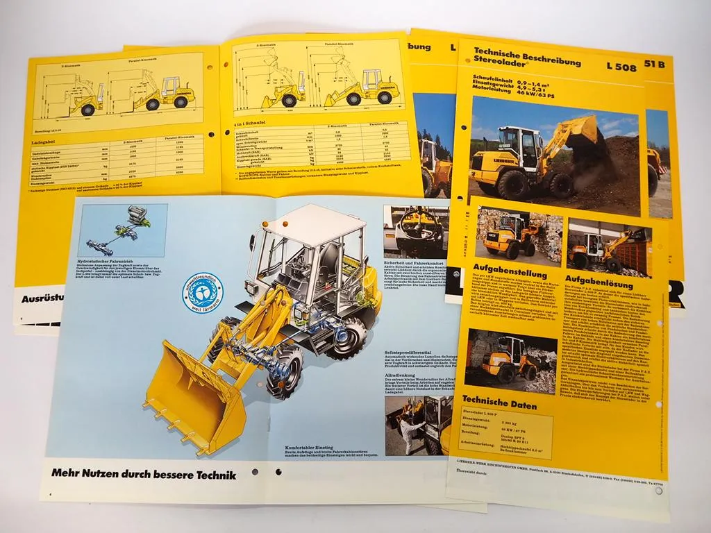 Liebherr L 504 506 507 508 509 512 522 531B 541B 551B Radlader 11x Prospekt 1996