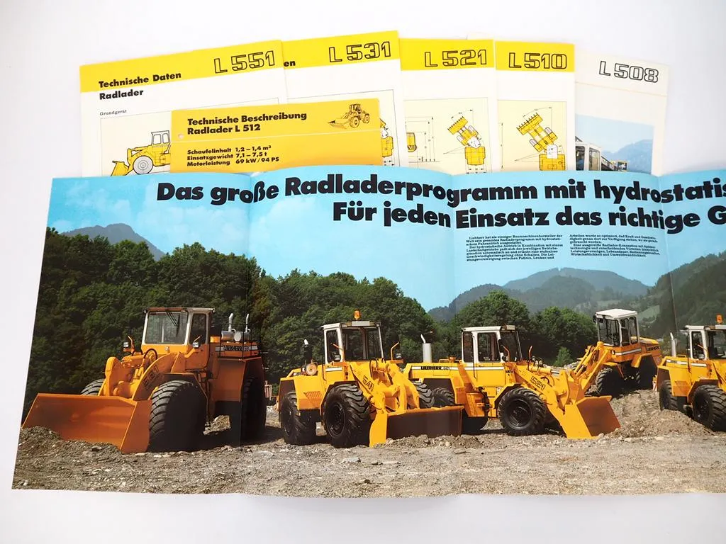 Liebherr L 508 510 512 521 531 541 541 Radlader 8x Prospekt 1989/1992