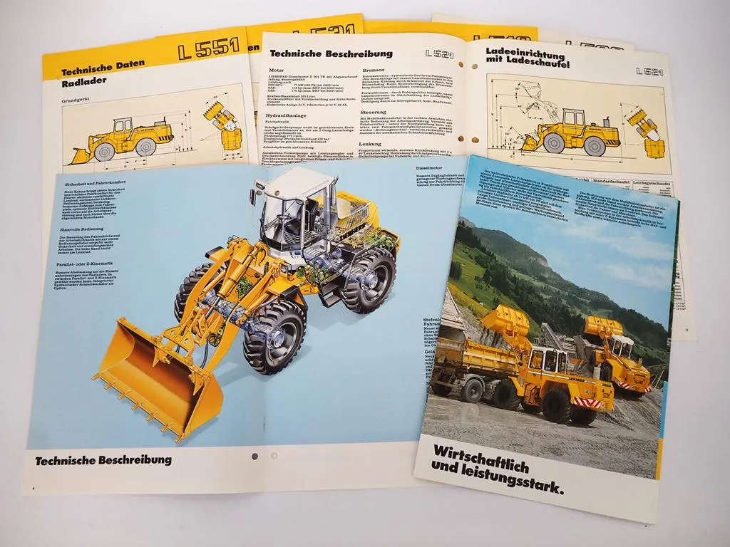 Liebherr L 508 510 512 521 531 541 541 Radlader 8x Prospekt 1989/1992
