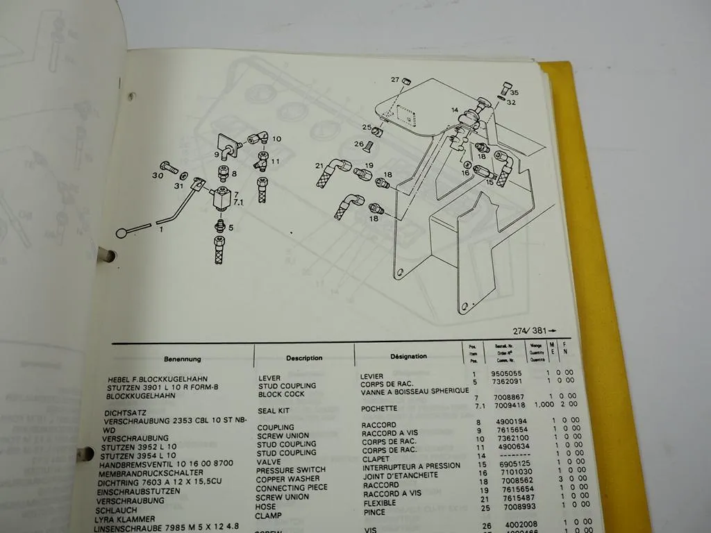 Liebherr L551 Radlader Ersatzteilliste Spare Parts List Typ 274 Stand 1990