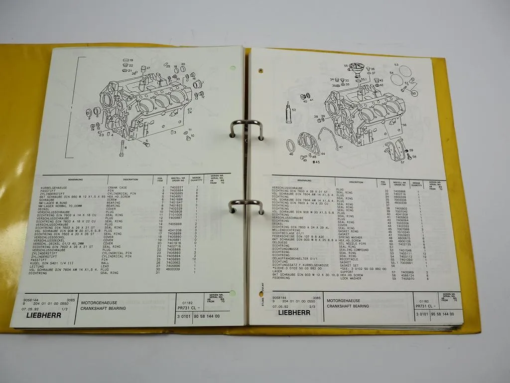 Liebherr PR731 CL 206 Planierraupe Ersatzteilliste Spare Parts List 1992