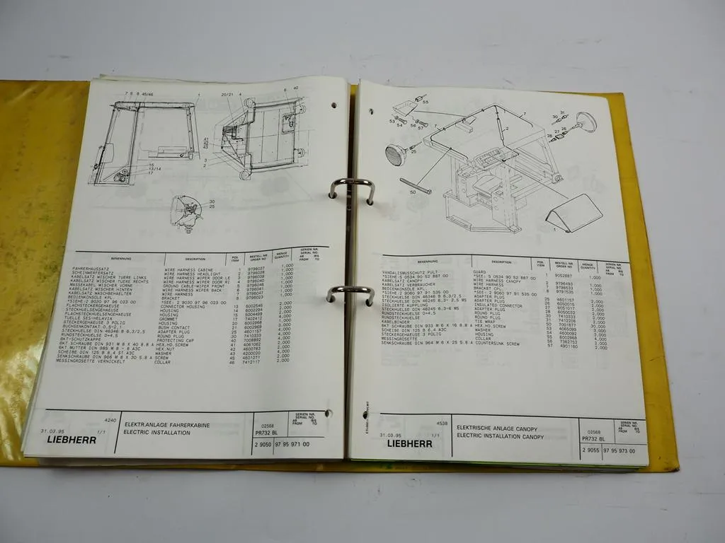 Liebherr PR732 BL Litronic Typ 412 Planierraupe Ersatzteilliste Spare Parts List 1995