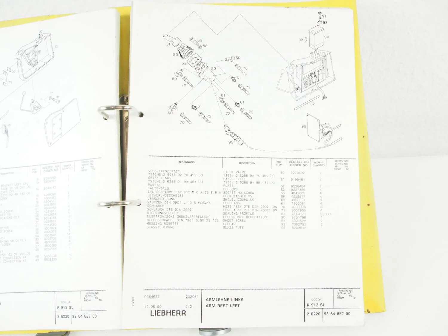 Liebherr R912 HD SL Betriebsanleitung Ersatzteilliste Wartung Prospekt 1990