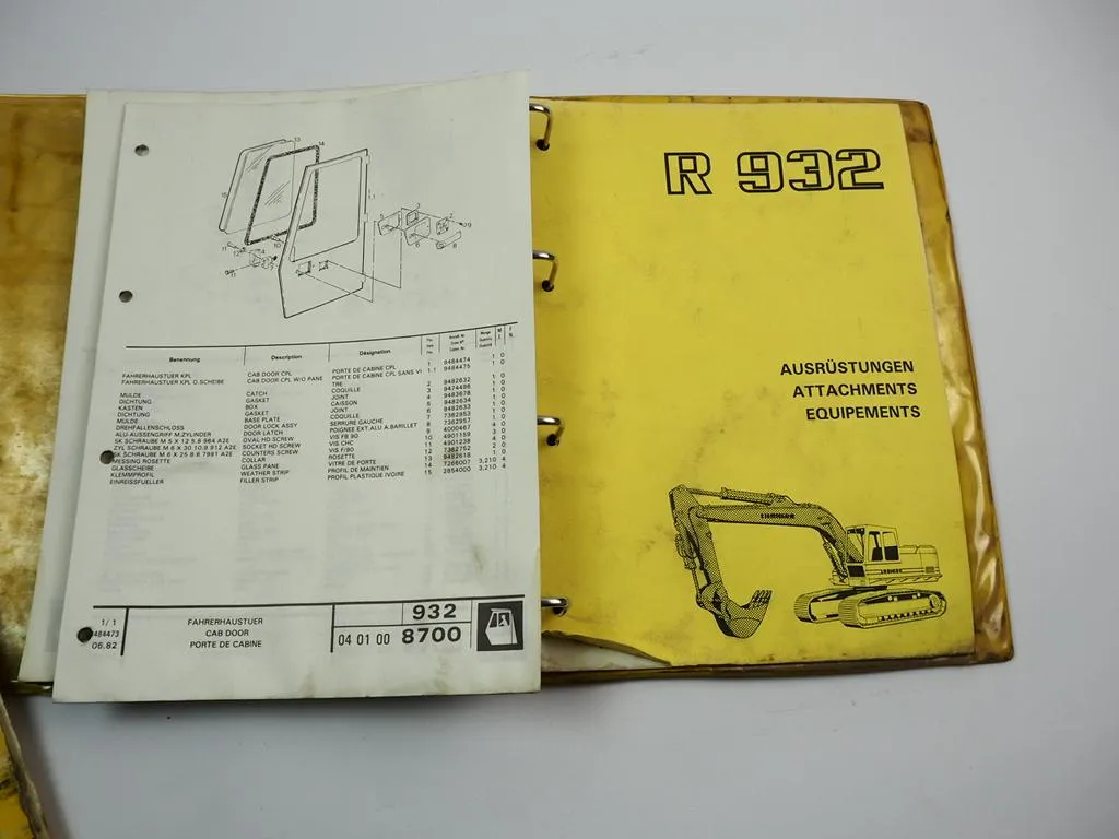 Liebherr R932 HD SL Hydraulikbagger Betriebsanleitung Ersatzteilliste 1985