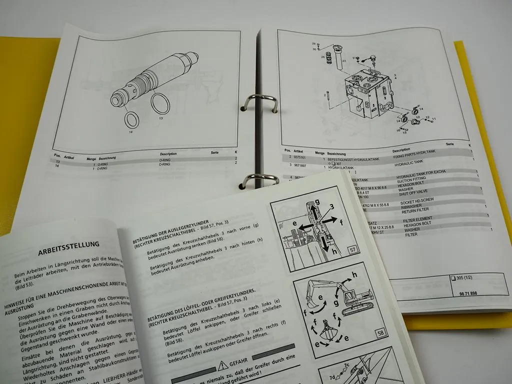 Liebherr R954 B HD Litronic 629 Betriebsanleitung Ersatzteilliste Spare parts List