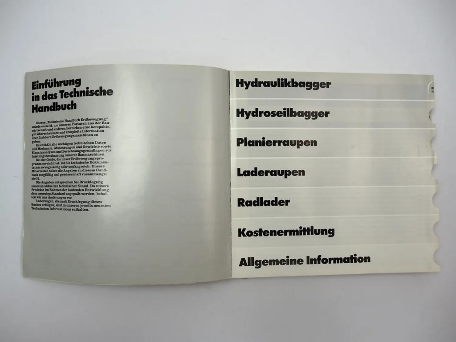 Liebherr Technisches Handbuch Erdbewegung 1995 Bagger Raupen Radlader Rohrleger
