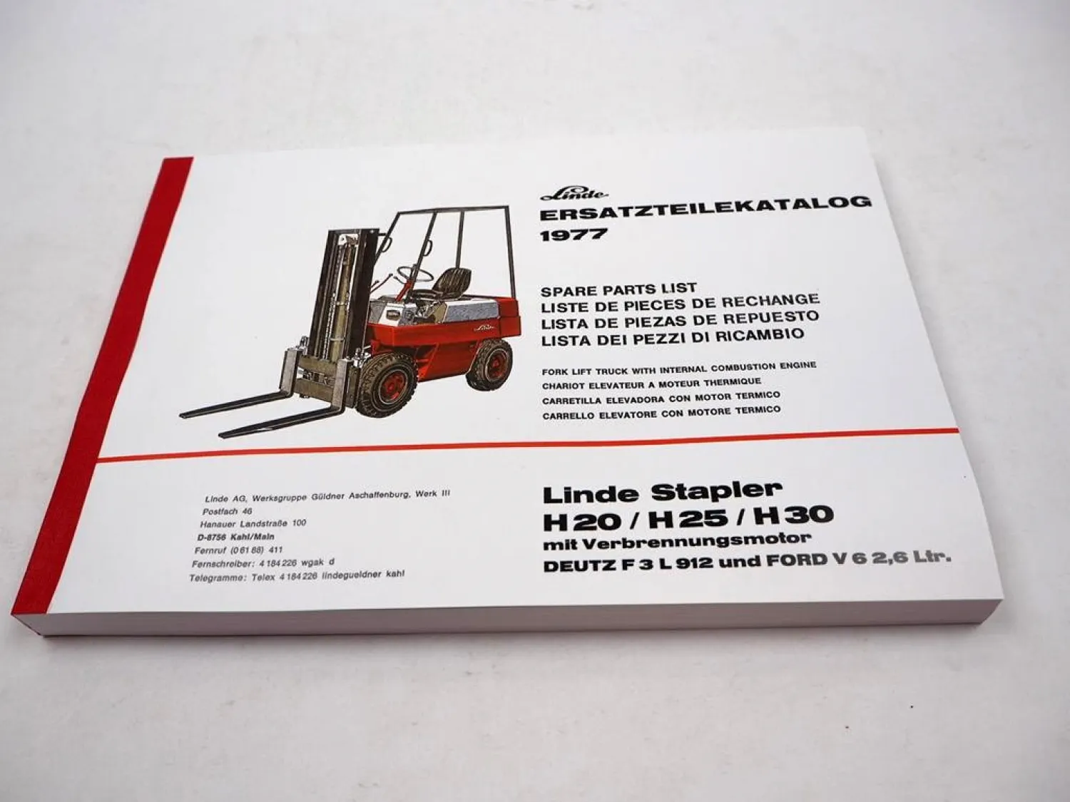 Linde H20 H25 H30 Gabelstapler Ersatzteilkatalog Ersatzteilliste