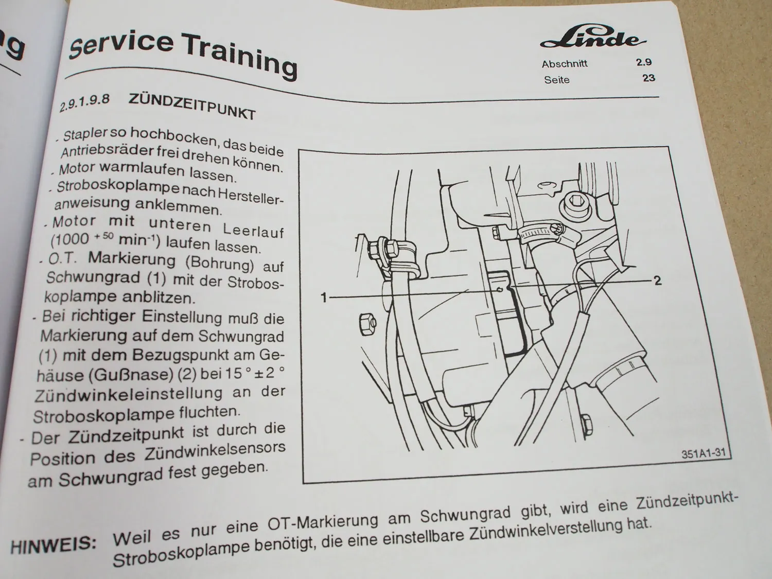 Linde H20 H25 H30 H35 D-03 V-Stapler Service Training