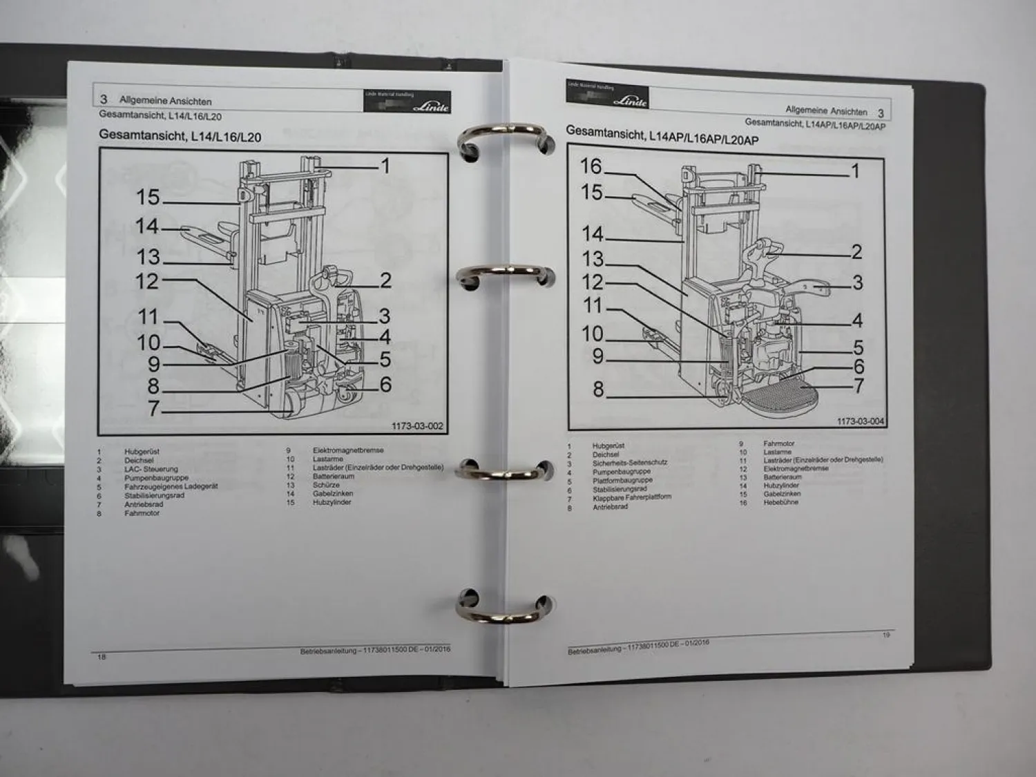 Linde L 14 16 20 AP i Elektro Hochhubwagen Betriebsanleitung Wartung 2019