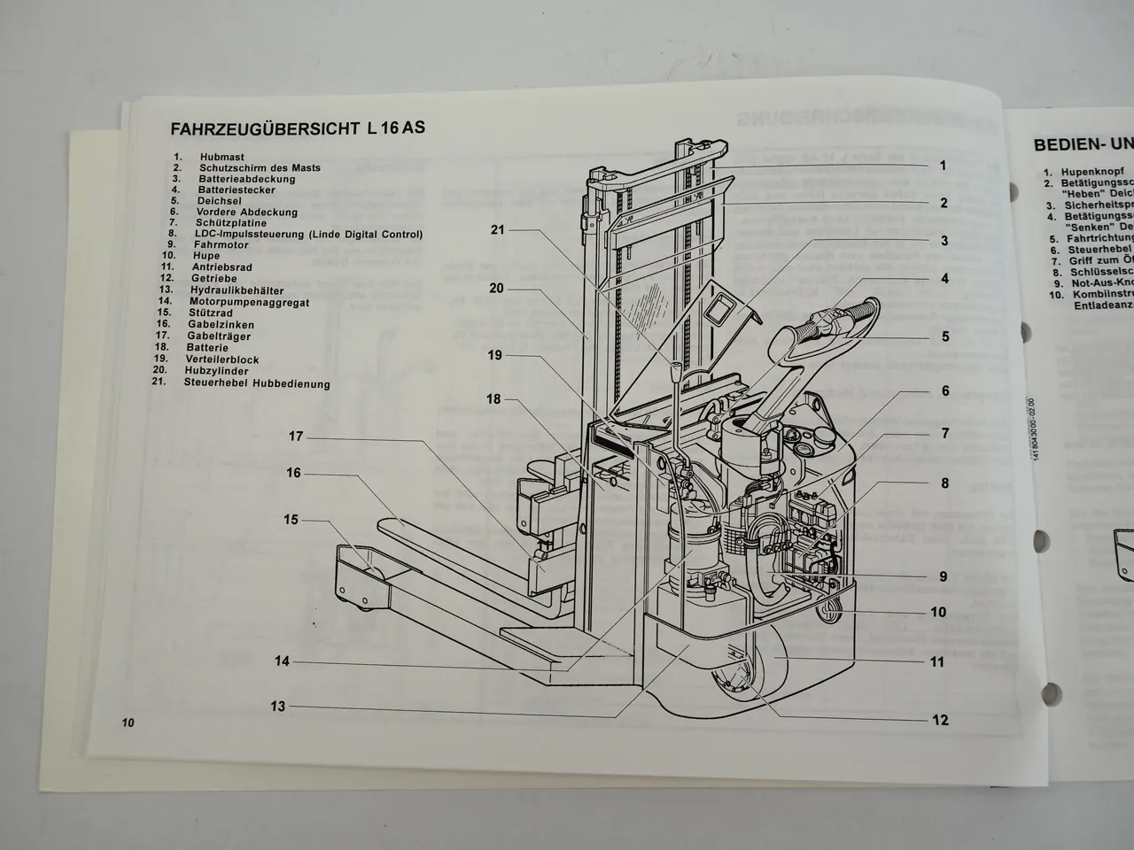 Linde L16AS Gabelstapler mit Elektromotor Betriebsanleitung 2000